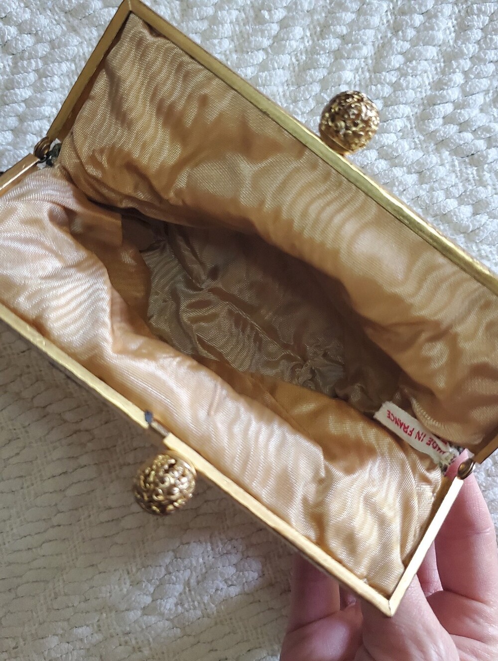 Vintage French Floral Tapestry Kiss Lock Chain Evening Bag Purse - Picture 6 of 14